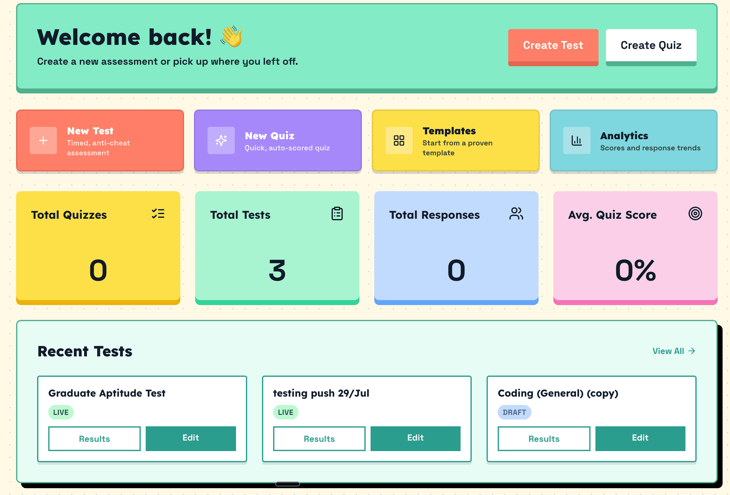 QuikQ product interface supplied with the comparison
