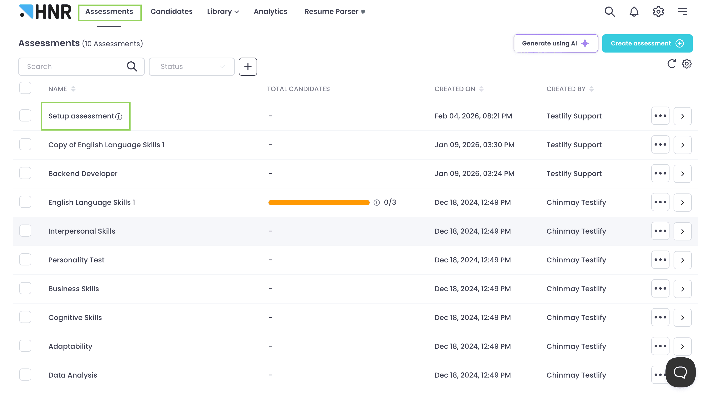 Testlify product interface supplied with the comparison